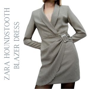 Zara Houndstooth Blazer Dress